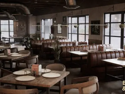 Pizza Restaurant Environment Low-poly 3D model