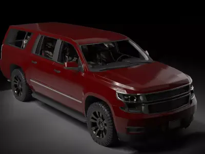 Game Ready Rigged Chevy Suburban de-badged PBR Low-poly 3D model