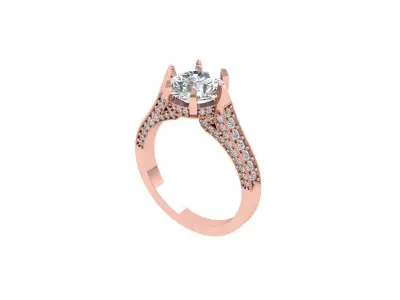 Solitaire Engagement Art Deco Ring 3D print model 16