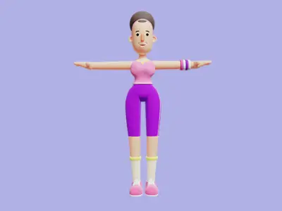 Stylized 3D Yoga Girl Character - Female Cartoon Model 3D model