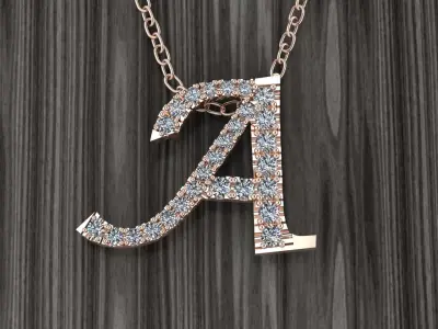 Jewelry Alphabet Pendant A 3D print model