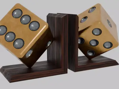 Giant Brass Dice Book Ends 3D model