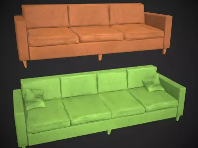 Modern Couch Set Low-poly 3D model