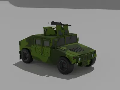 Humvee Green Army Vehicle 3D Model Low-poly 3D model