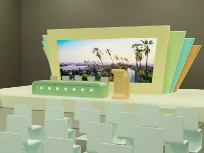 Conference Room or Event stage design with big display Low-poly 3D model