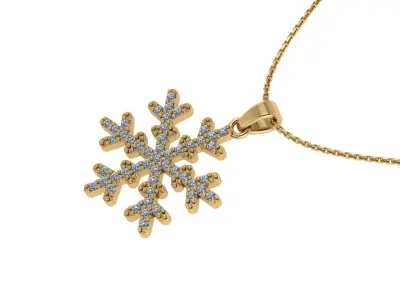 snowflake pendant in rose gold 3D print model