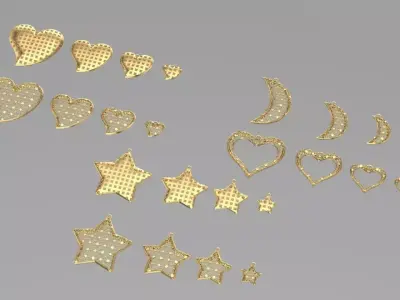 Golden Glamour A Collection of Sparkling Charms gold pendants  3D print model