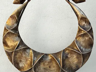 Tribal Metal Necklace on Stand 3D model