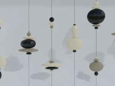 Decorative Stones - String Panel - Stone Wall Hanging - Archviz 3D model