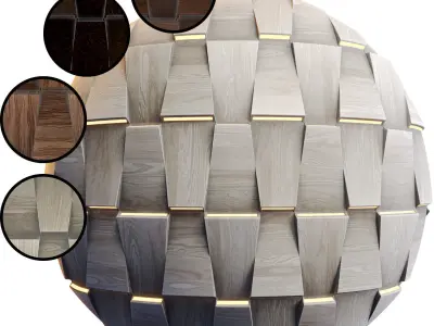 20 Wooden 3D Panel Materials - 05 - PBR - 4K - Seamless Low-poly 3D model