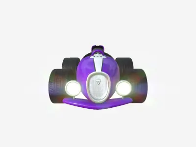 Cartoon Kart B04 Purple - Vehicle Racing Design Low-poly 3D model