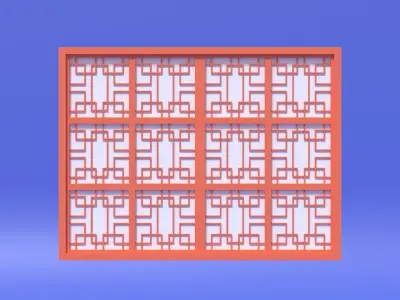 Cartoon Chinese Window Low-poly 3D model