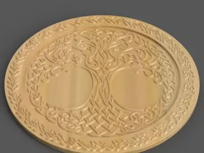 celtic tree coaster - wall decor - table top stl 3D print model