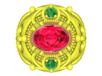 A5147 Luxury Oval Ruby Art Men Ring 3D print model