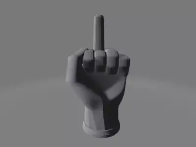 Polygonal Middle Finger Hand Sculpture 3D print model