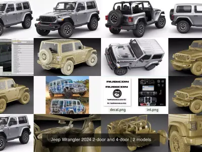 Jeep Wrangler 2024 2-door and 4-door 3D Model Pack
