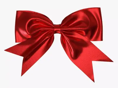 Small ribbon decoration red metallic 3D model