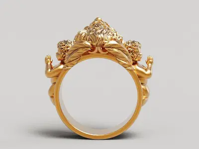 Lion and praying baby angel Silver Gold  Print 3D print model