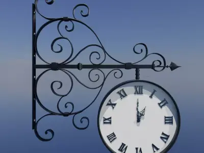 Old street clock Free 3D model