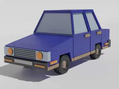 Low poly Cartoon car Low-poly 3D model