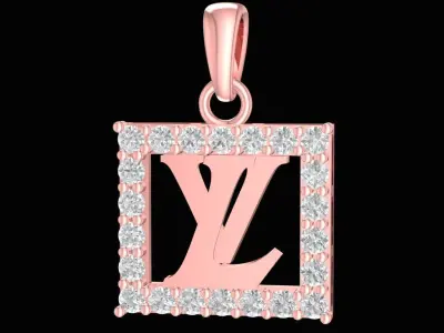 Luxury Square Frame Letter Pendant With Stones  2825 3D print model