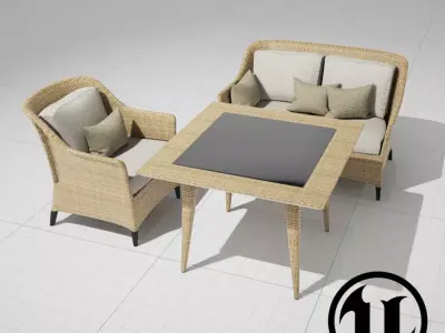 Dedon Summerland Set Beige UE4 3D model