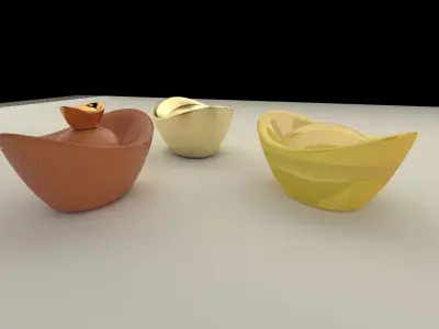 Chinese Gold Ingot  3D model 27