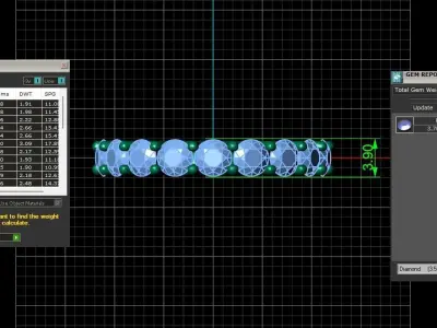 U Shaped Eternity Ring 3 point 6 mm stone size swiss 13 and EU53 3D print model