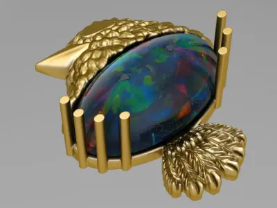 Hollow gold bird 3D print model