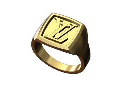 Louis Vuitton geometric signet ring 3D print model