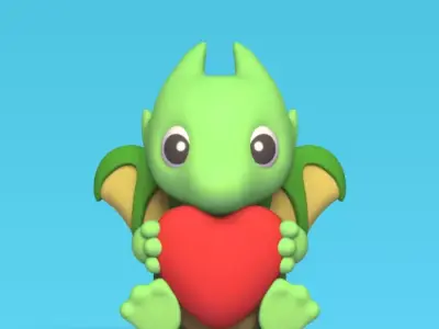 Sitting Dragon Heart 3D print model