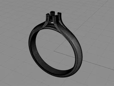 D-1587 diamond solitaire engagement ring 3D print model