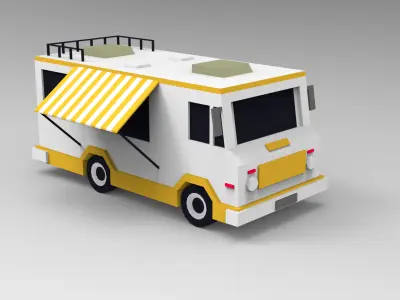 low poly beach props Low-poly 3D model