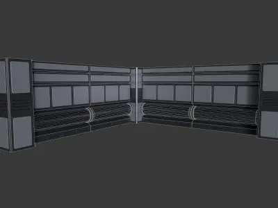 Modular Sci Fi Wall and Pillar Low-poly 3D model