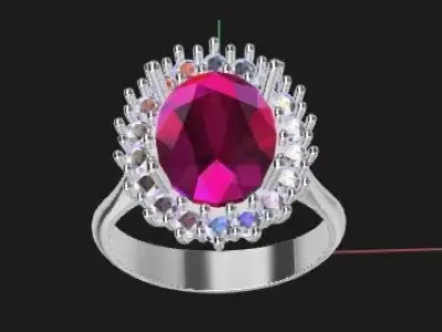  OVAL STONE RING 3D model