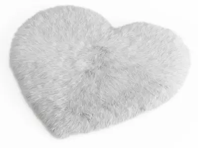 Sheepskin Heart Shaped Carpet Fur 3D model