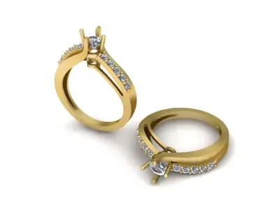 Classic Split Shank Diamond Ring 3D Printable Model 3D print model