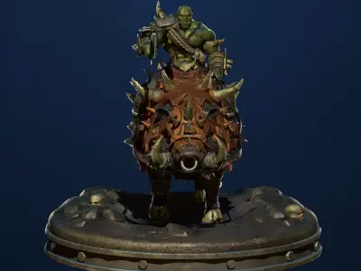 Orc on a boar 3D print model