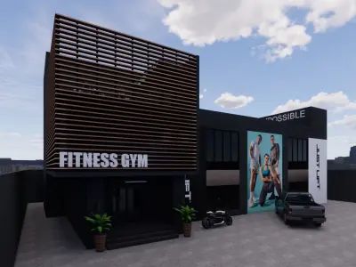 GYM CENTER WITH SAUNA AND SQAUSH COURT 3D model