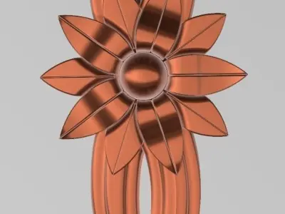 FLOWER 3 embroidery design - orange 3D model