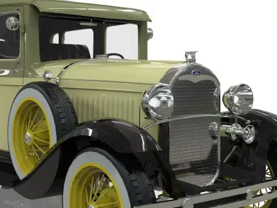 Vintage Sedan Car 1930 Low-poly 3D model