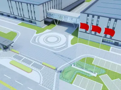Industrial Building Factory 022 Low-poly 3D model