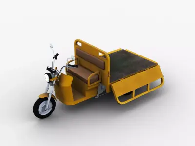 Electric Cargo Rickshaw Low-poly 3D model