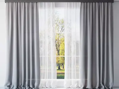 Curtains and tulle 3D model