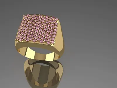 Wide Diamond Ring Gold Silver Luxury Mens Jewelry 3D print model