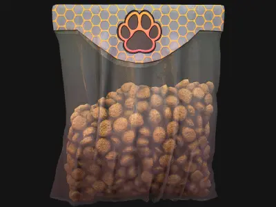 Dog Pet Cat  Dry Food Low-poly 3D model