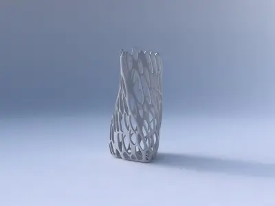 Vase twist curved tipping triangle with cracked organic lattice  3D print model