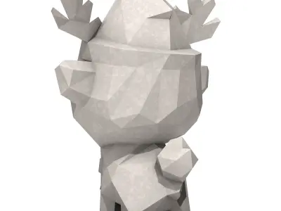Cartoon Christmas Reindeer Low Poly 3D print model