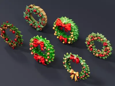 Christmas decoration wreath garland 3D model