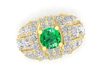 Elegant Hong Kong Diamond Ring Yellow Gold for Women 732 3D print model